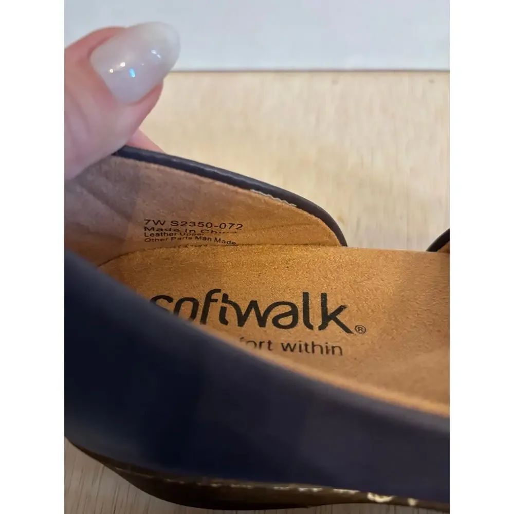 SOFTWALK Addie Leather Clog Women's Dark Gray Size 7 W Comfort Shoes - Picture 5 of 7